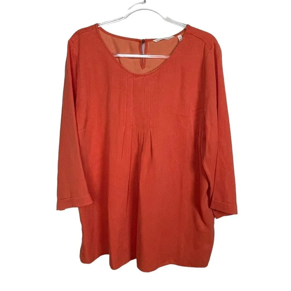 NWT Soft Surroundings Cusabo Emberglow Top Orange XL Lagenlook‎ Coastal Grandma